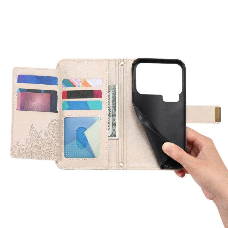 Folio Deksel Xiaomi 17 Pro Blomster- Og Bladmønster Beskyttelse Deksel