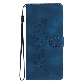 Folio Deksel Xiaomi 17 Pro Blomstermønster I Semsket Skinneffekt