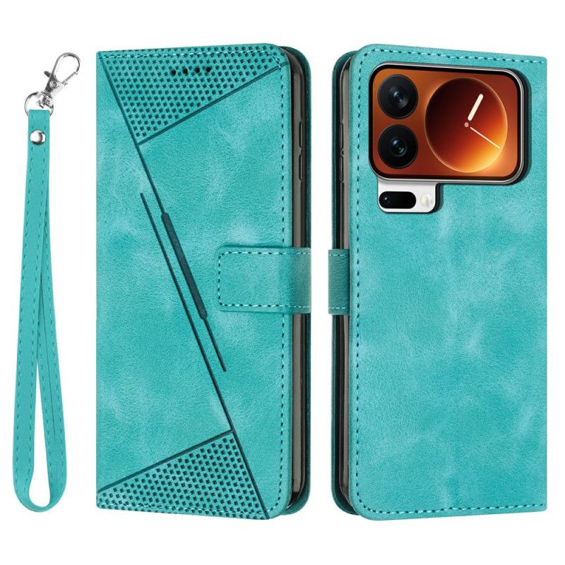 Folio Deksel Xiaomi 17 Pro Trekantmønster Og Stropp