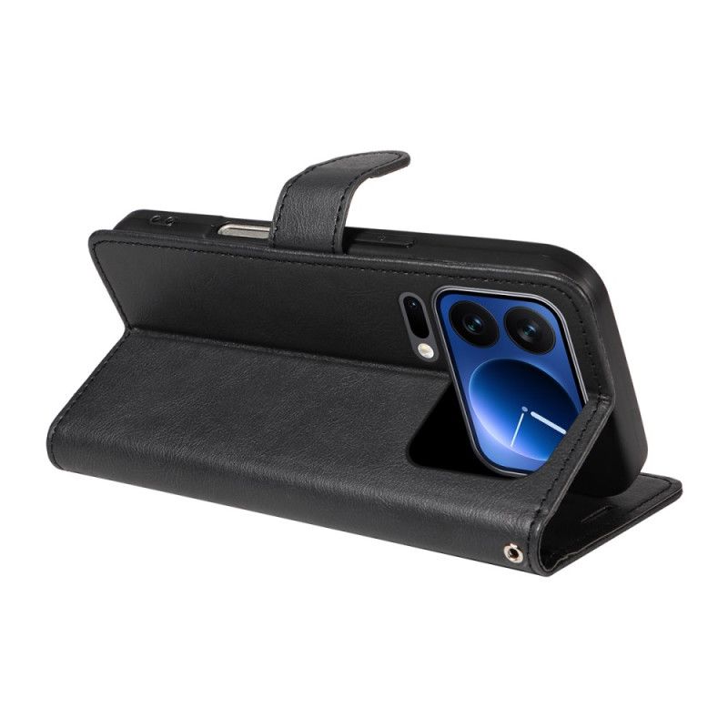 Lærdeksel Folio Deksel Xiaomi 17 Pro Mobildeksel Ensfarget Skinneffekt