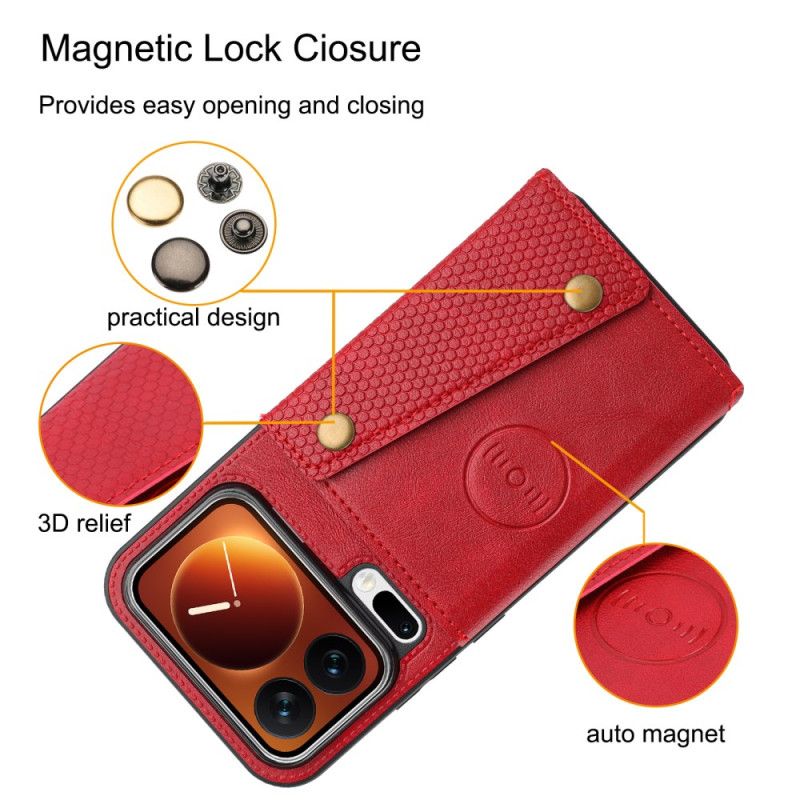 Lærdeksel Folio Deksel Xiaomi 17 Pro Mobildeksel Kortholder Og Stativ