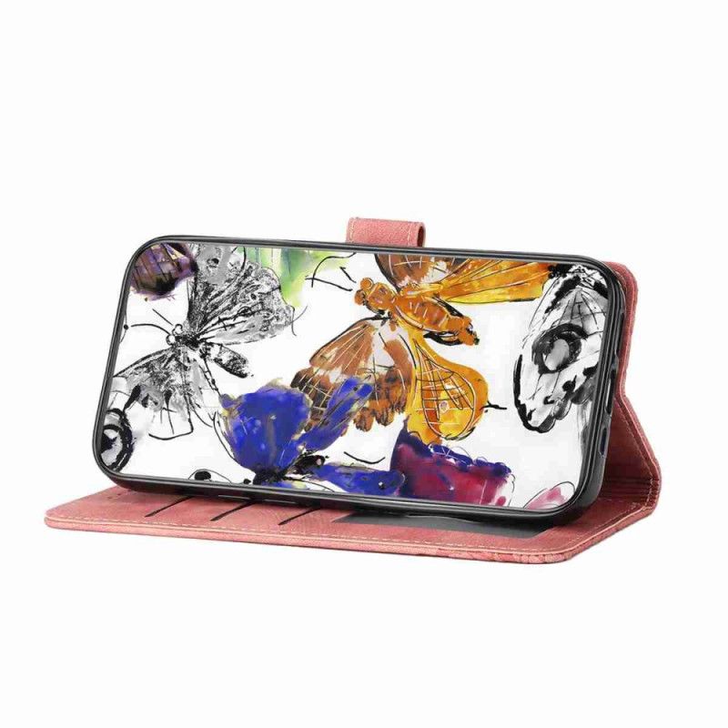 Lærdeksel Folio Deksel Xiaomi 17 Pro Mobildeksel Sommerfugldesign Med Semsket Skinneffekt