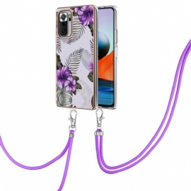 Deksel Til Xiaomi Redmi Note 10 Pro Originalitet Med Snor Eksotiske Blomster