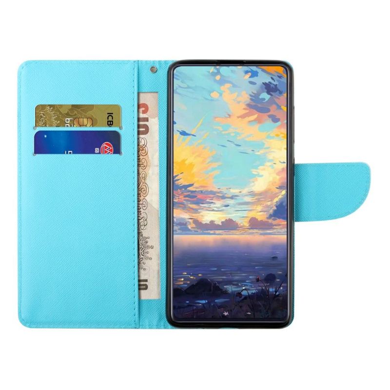 Folio Deksel Til Xiaomi Redmi Note 10 Pro Blå Blomster Og Sommerfugler