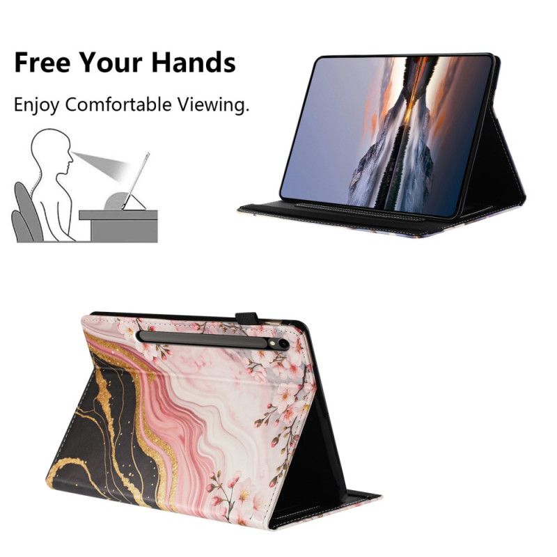 Etui Samsung Galaxy Tab S10 Fe Marmorblomsterdesign