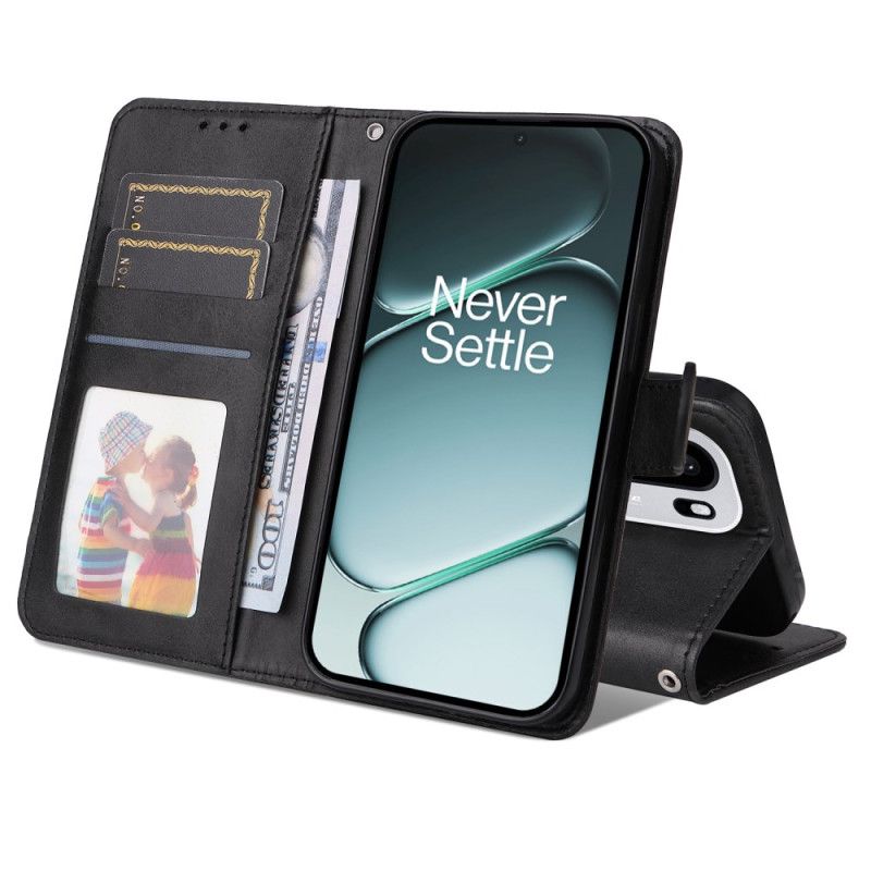 Lærdeksel Folio Deksel Oneplus 15r Mobildeksel Ensfarget Skinn-effekt