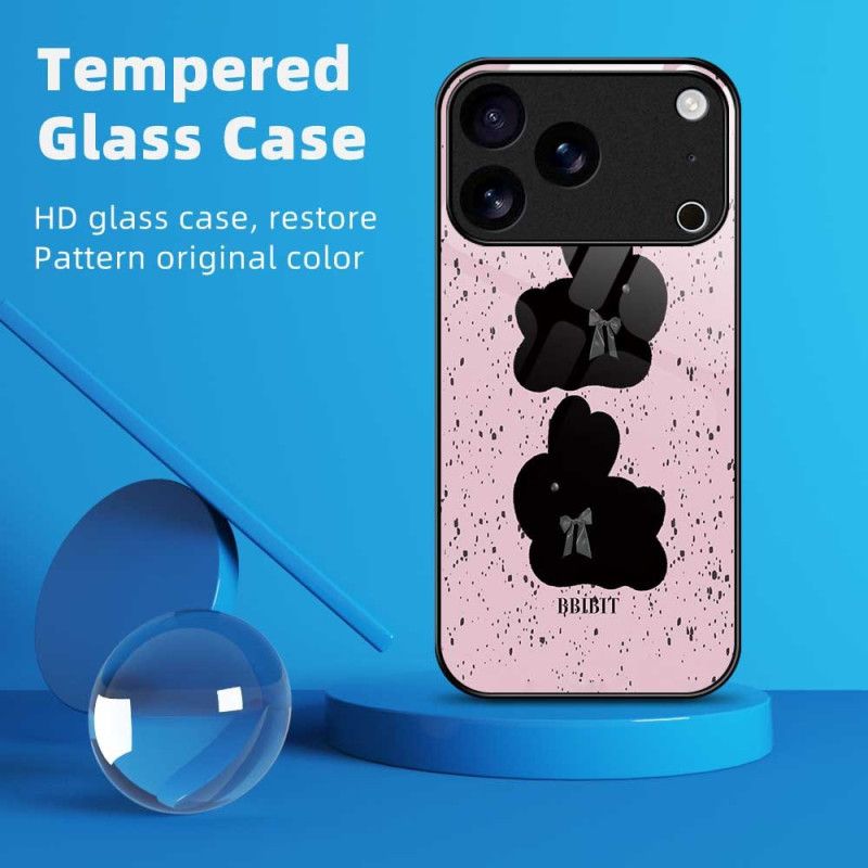 Deksel iPhone 17 Pro Max Rosa Og Svart Herdet Glass Beskyttelse Deksel