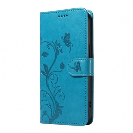 Folio Deksel Til Xiaomi 15 Pro Blomster- Og Sommerfuglmønster