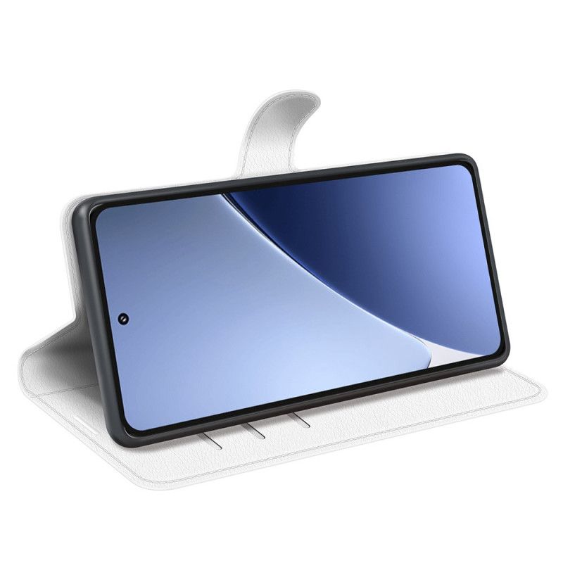 Folio Deksel Til Xiaomi 15 Pro Klassisk Litchi-imitasjonsskinn