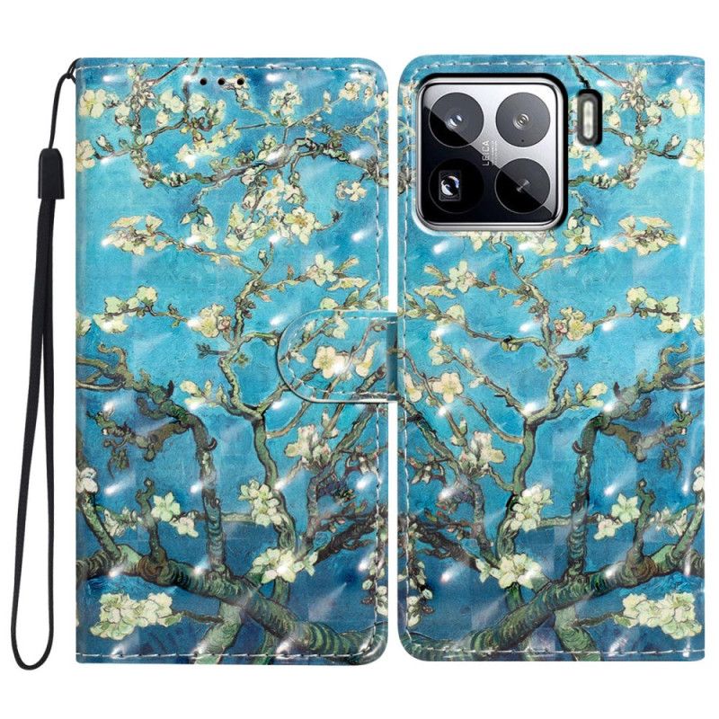 Folio Deksel Xiaomi 15 Pro 3d-blomstrende Grener