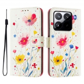 Folio Deksel Xiaomi 15 Pro Blomstermønster