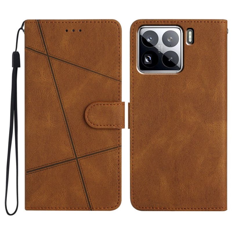 Folio Deksel Xiaomi 15 Pro Linjer Og Striper Med Stropp Beskyttelse Deksel