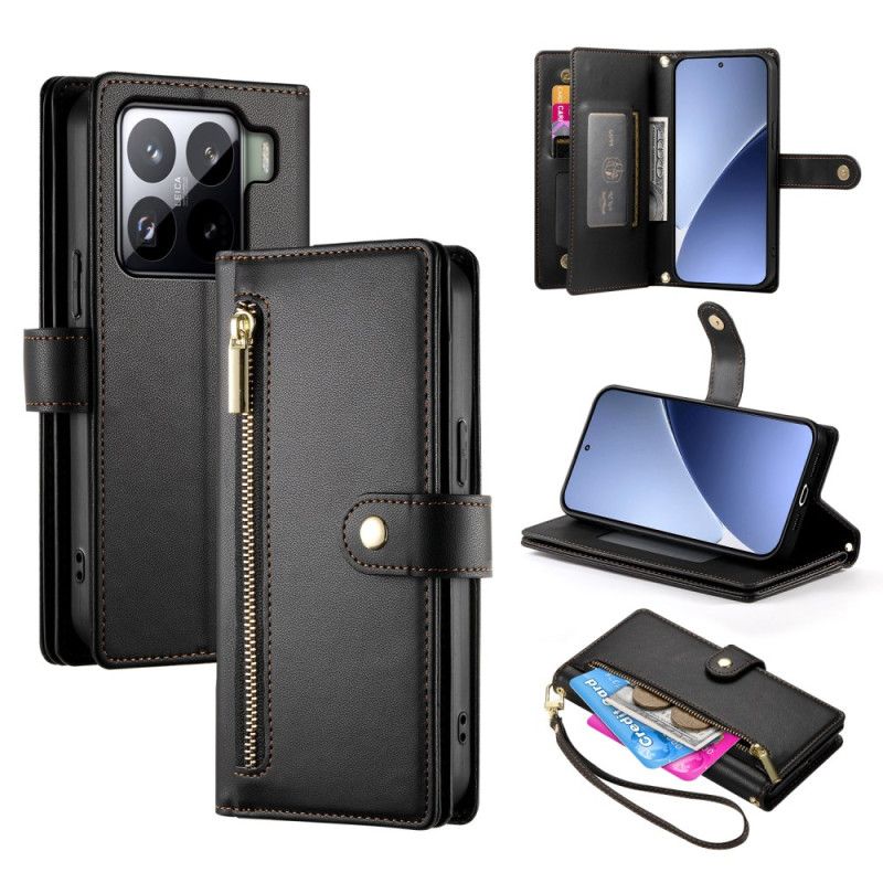 Folio Deksel Xiaomi 15 Pro Lommebok Med Stropp Og Skulderstropp