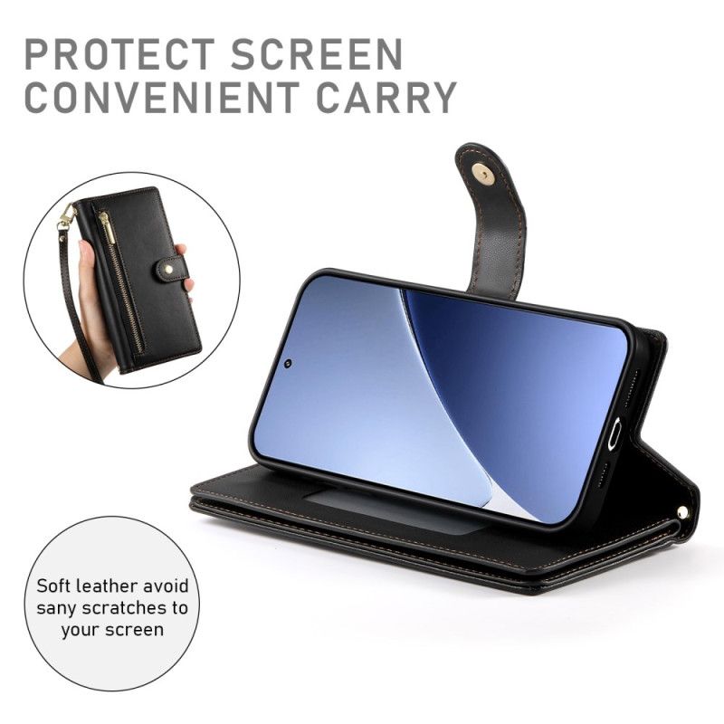 Folio Deksel Xiaomi 15 Pro Lommebok Med Stropp Og Skulderstropp