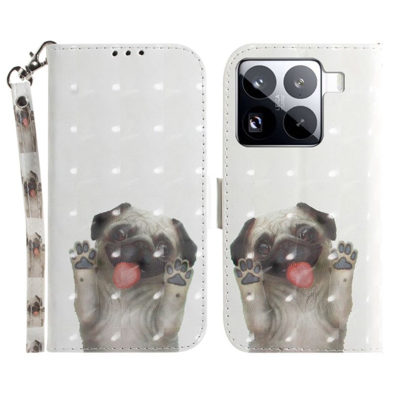 Folio Deksel Xiaomi 15 Pro Mopsmønsterreim Beskyttelse Deksel