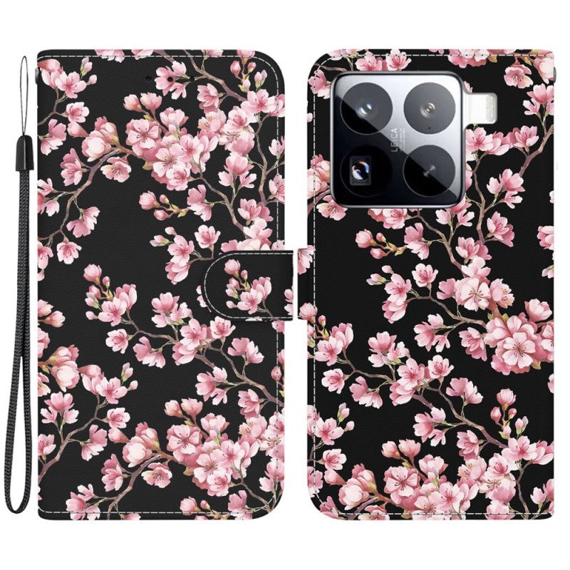 Folio Deksel Xiaomi 15 Pro Plommeblomster