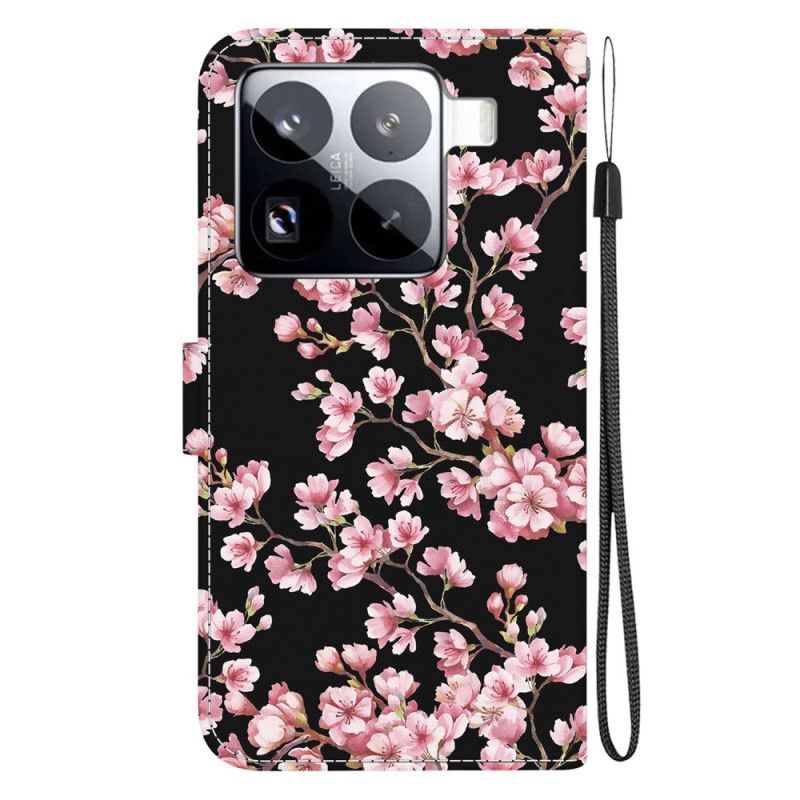 Folio Deksel Xiaomi 15 Pro Plommeblomster