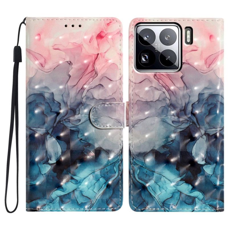 Folio Deksel Xiaomi 15 Pro Rosa Og Blå Marmor 3d Beskyttelse Deksel