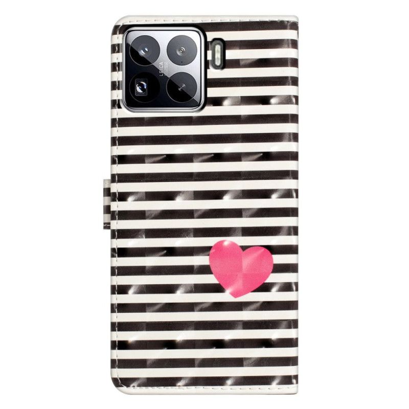 Lærdeksel Folio Deksel Xiaomi 15 Pro Mobildeksel 3d-striper Og Hjerter