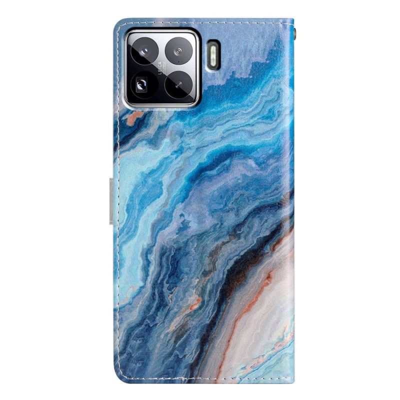 Lærdeksel Folio Deksel Xiaomi 15 Pro Mobildeksel Blå Marmor