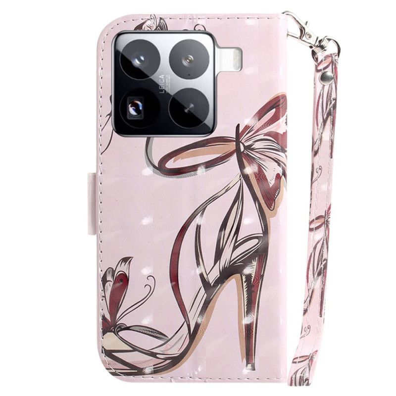 Lærdeksel Folio Deksel Xiaomi 15 Pro Mobildeksel Høyhælte Reim