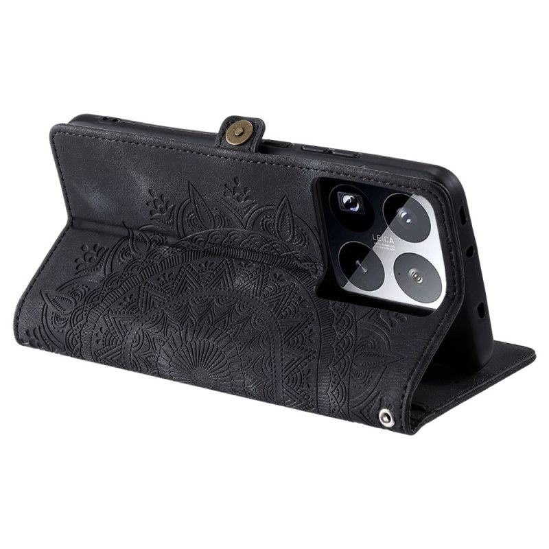 Lærdeksel Folio Deksel Xiaomi 15 Pro Mobildeksel Rem Med Totemmønster