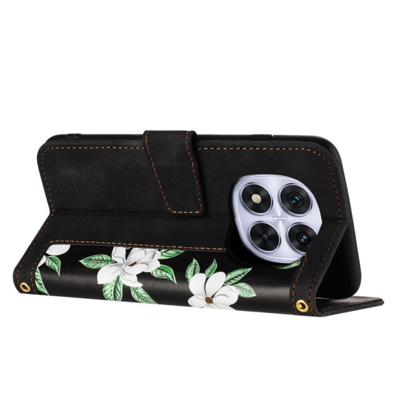 Folio Deksel Poco X7 5g Blomsterprint Med Stropp