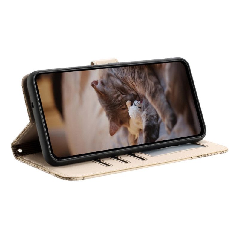 Lærdeksel Folio Deksel Poco X7 5g Mobildeksel Kattemønster-snor