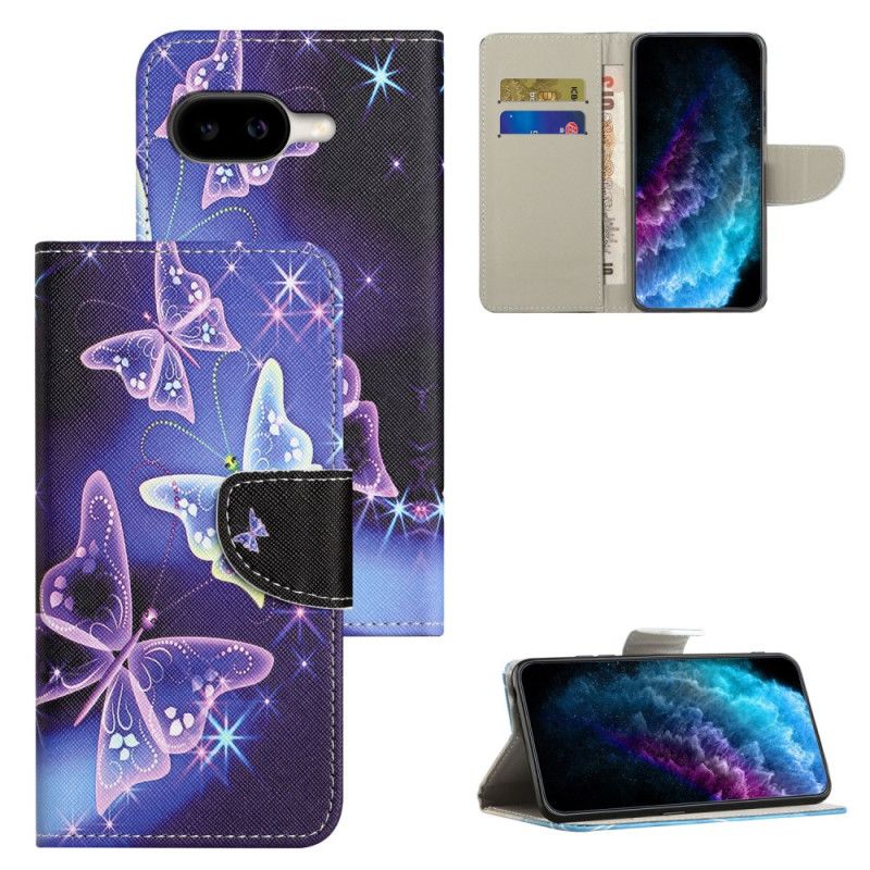 Lærdeksel Folio Deksel Google Pixel 10a Glitrende Sommerfugler