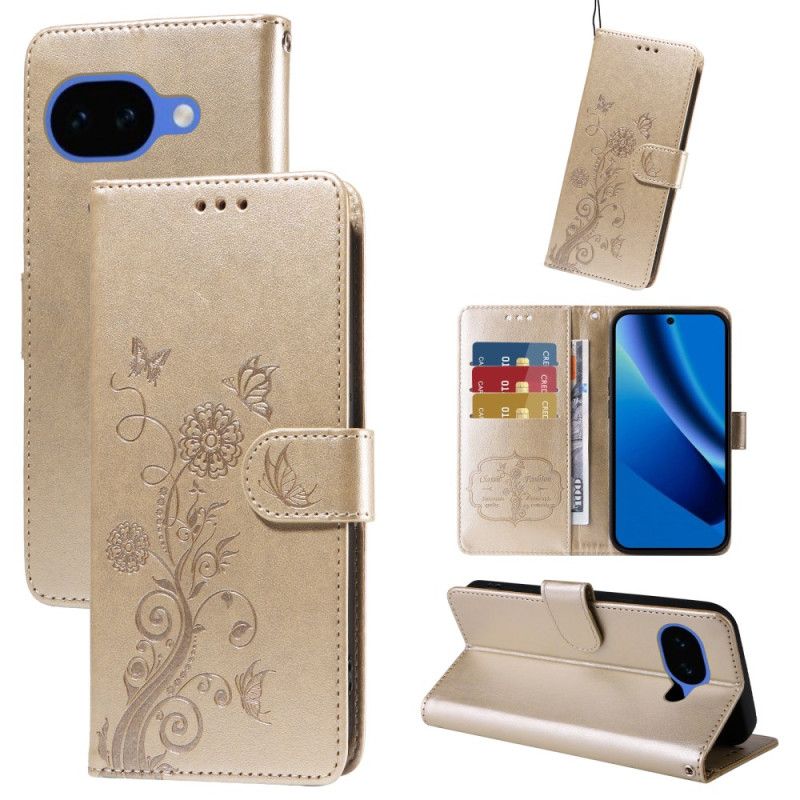 Lærdeksel Folio Deksel Google Pixel 10a Mobildeksel Blomstersommerfugl