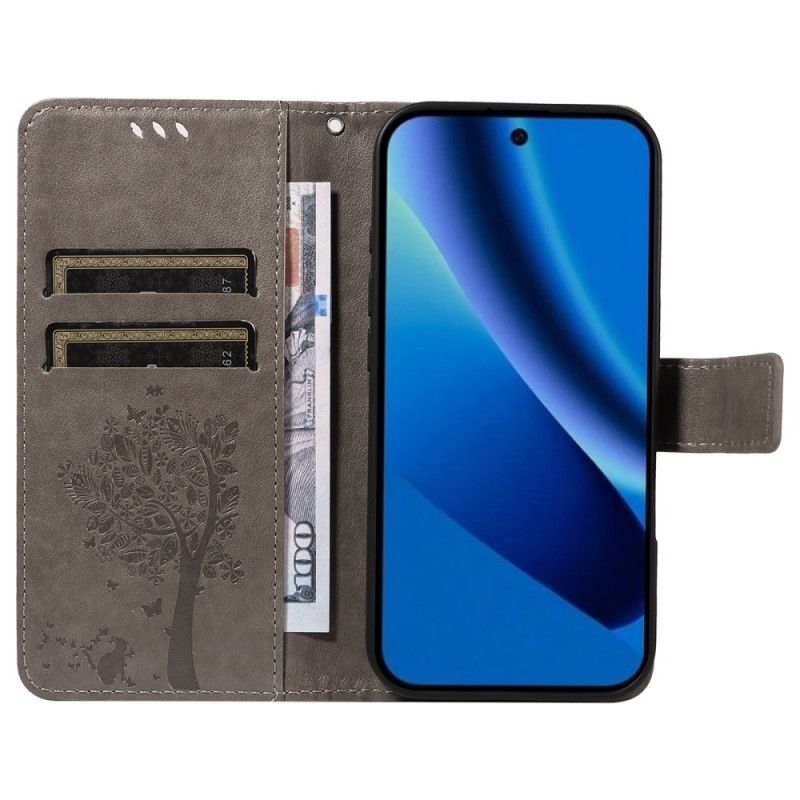 Lærdeksel Folio Deksel Google Pixel 10a Mobildeksel Katt Og Tre