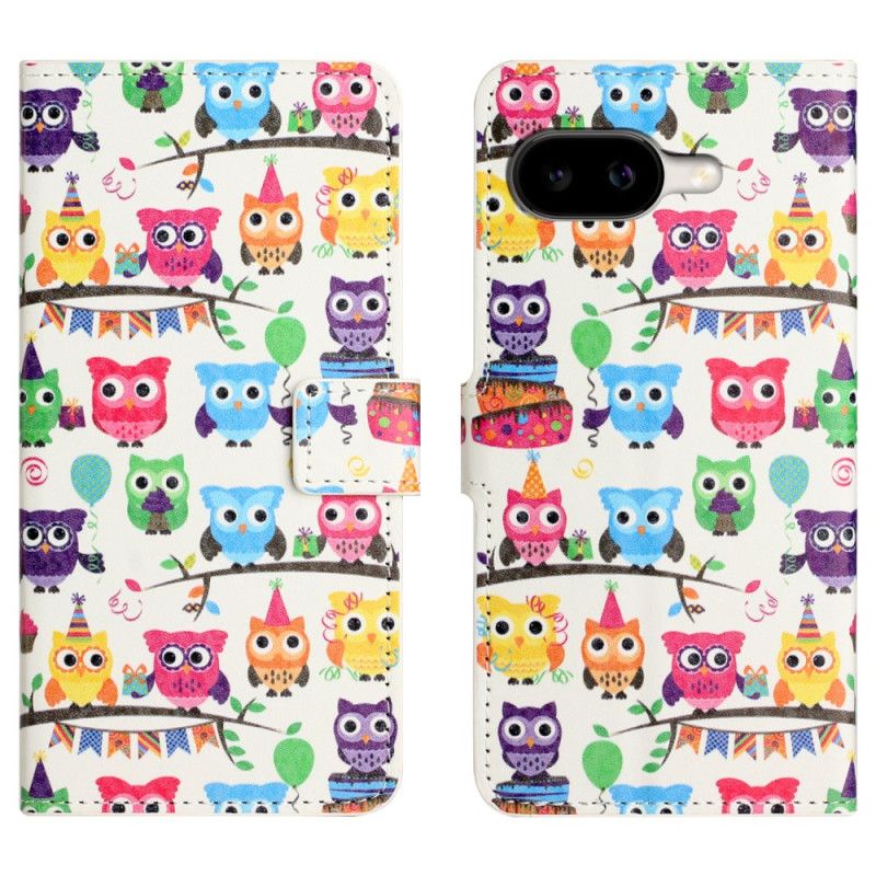 Lærdeksel Folio Deksel Google Pixel 10a Mobildeksel Uglemønster