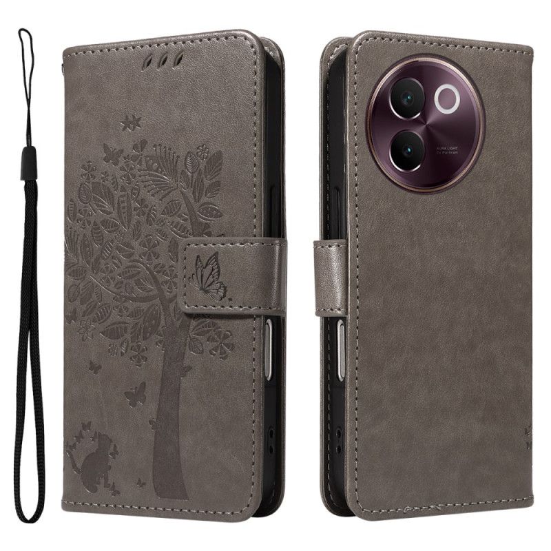 Folio Deksel Til Vivo V40 Lite 5g Katt Og Tre