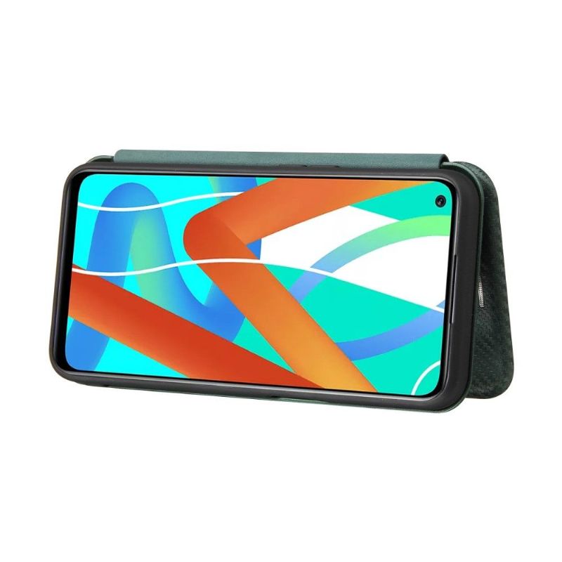 Folio Deksel Til Realme 8 5G Carbon Fiber Leathette