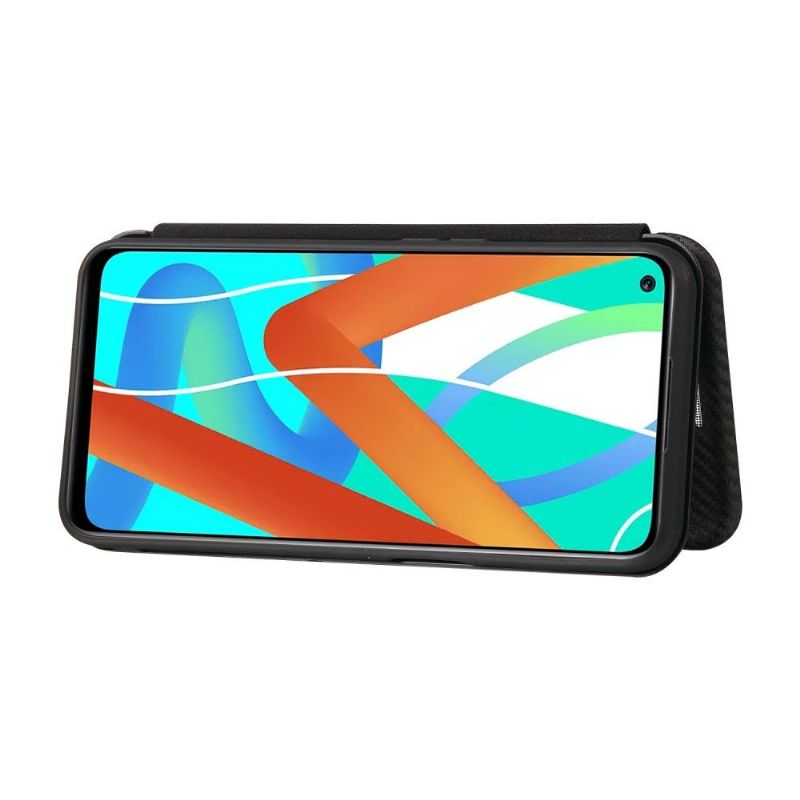 Folio Deksel Til Realme 8 5G Carbon Fiber Leathette