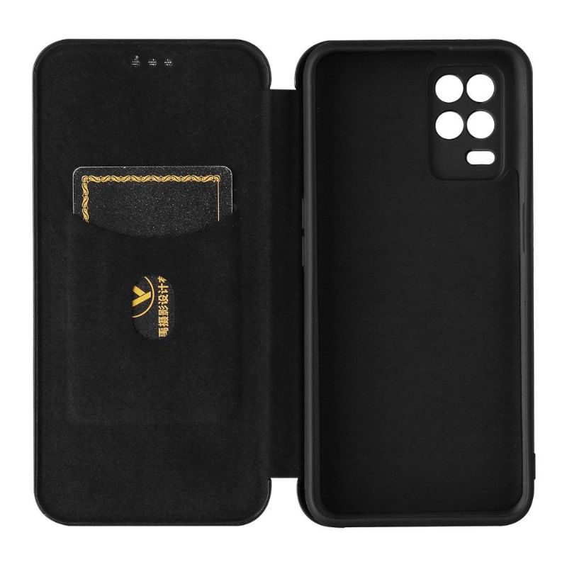Folio Deksel Til Realme 8 5G Carbon Fiber Leathette