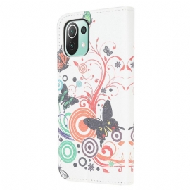 Folio Deksel Til Xiaomi Mi 11 Lite 5G NE / Mi 11 Lite / Mi 11 Lite 5G Retro Sommerfugler