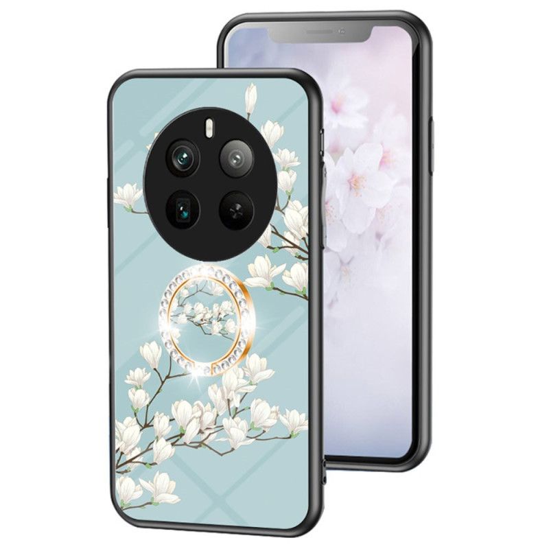 Deksel Realme 12 Pro / 12 Pro Plus Mobildeksel Blomsterring-holder I Herdet Glass
