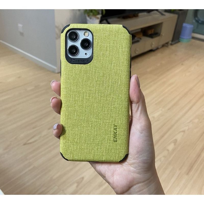 Deksel Til iPhone 11 Pro Max Lerretseffekt + Herdet Glassfilm