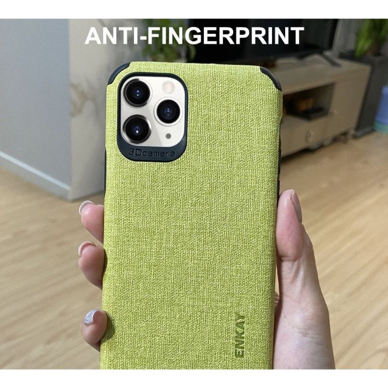 Deksel Til iPhone 11 Pro Max Lerretseffekt + Herdet Glassfilm