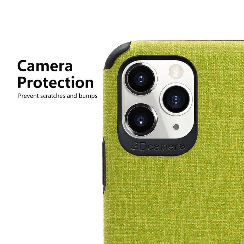 Deksel Til iPhone 11 Pro Max Lerretseffekt + Herdet Glassfilm