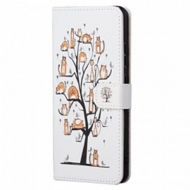 Folio Deksel Til Xiaomi Redmi Note 11 / 11S Med Kjede Funky Cats Med Stropp