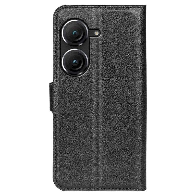 Folio Deksel Asus Zenfone 10 Klassisk Litchi-imitasjonsskinn Beskyttelse Deksel