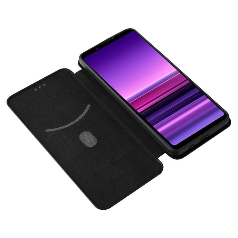 Folio Deksel Til Sony Xperia 1 III Karbonfiberstil Imitert Skinn