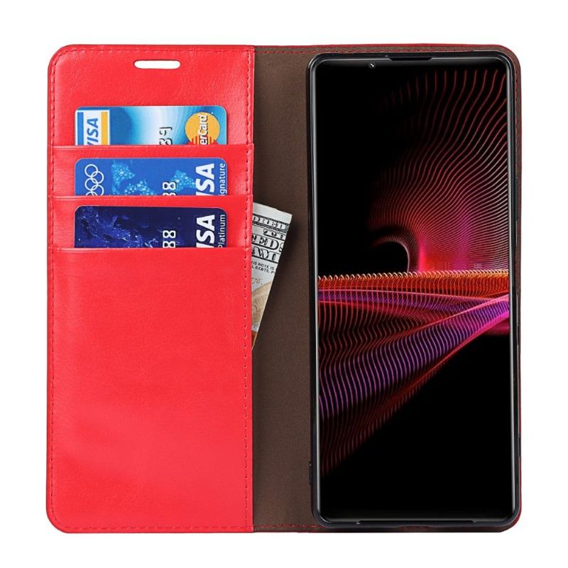Lærdeksel Til Sony Xperia 1 III Originalitet Lærkortholder Støttefunksjon