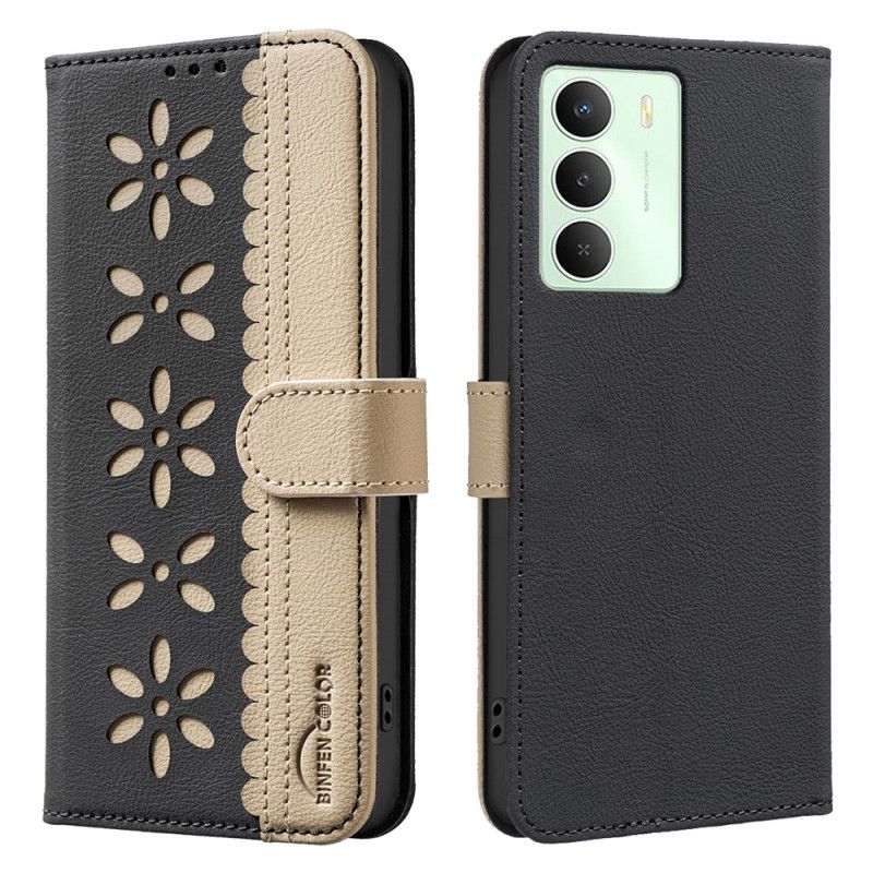 Folio Deksel Realme 14x 5g Blomstermønster Binfen-farge Beskyttelse Deksel