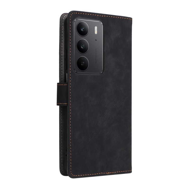 Folio Deksel Til Realme 14x 5g Rfid-beskyttelse I Semsket Skinneffekt