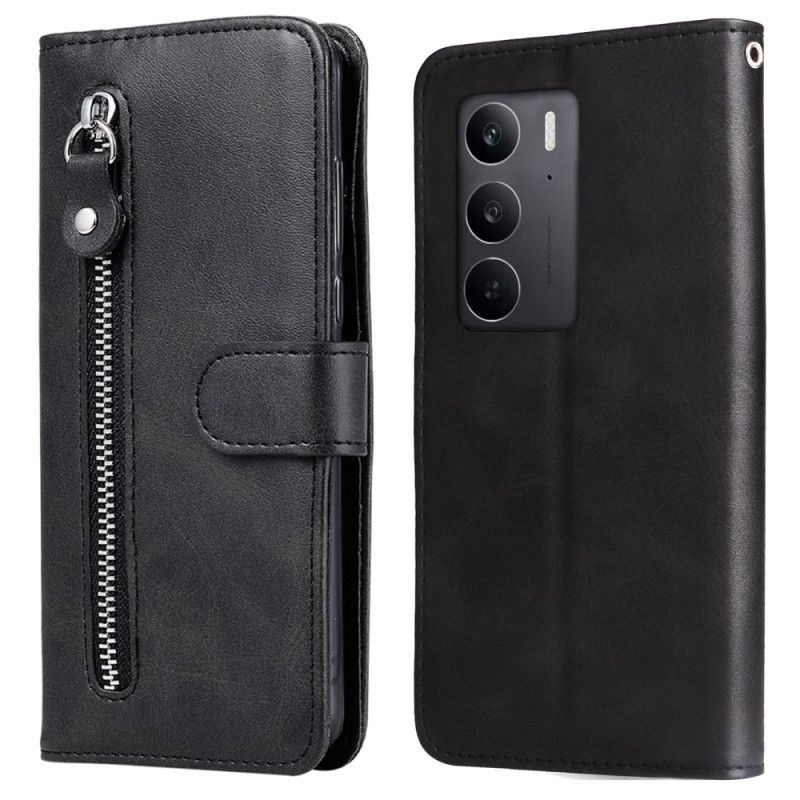 Lærdeksel Folio Deksel Realme 14x 5g Lommebok Med Glidelås