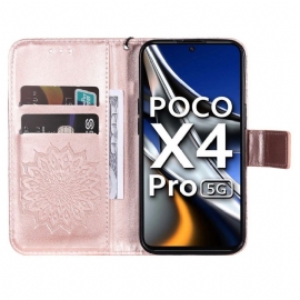Folio Deksel Til Poco X4 Pro 5G Med Kjede Solsikke
