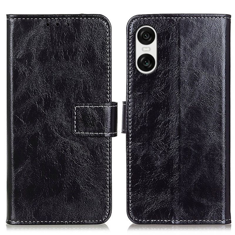 Folio Deksel Sony Xperia 10 Vi Skinnende Kunstskinn